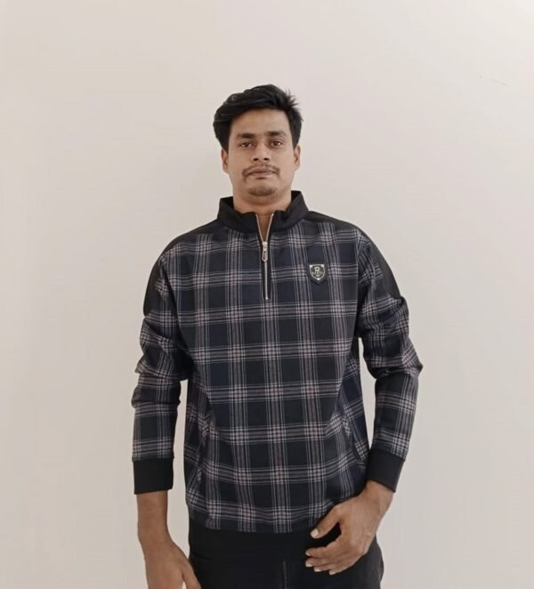 Black White and Ash Check Hoodie for Men